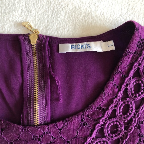 Ricki’s deep purple crochet detail sleeveless top - size large - Picture 13 of 15